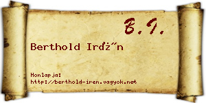 Berthold Irén névjegykártya